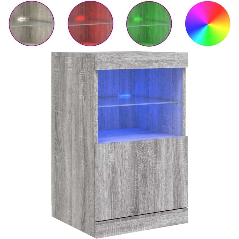vidaXL Dressoir met LED-verlichting 41x37x67 cm grijs sonoma eiken, foto 4