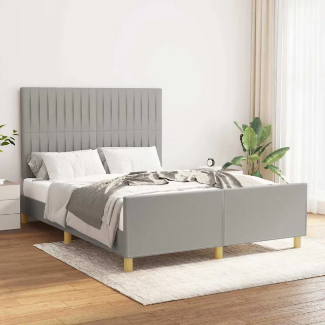 vidaXL Bedframe zonder matras stof lichtgrijs 140x200 cm grijs