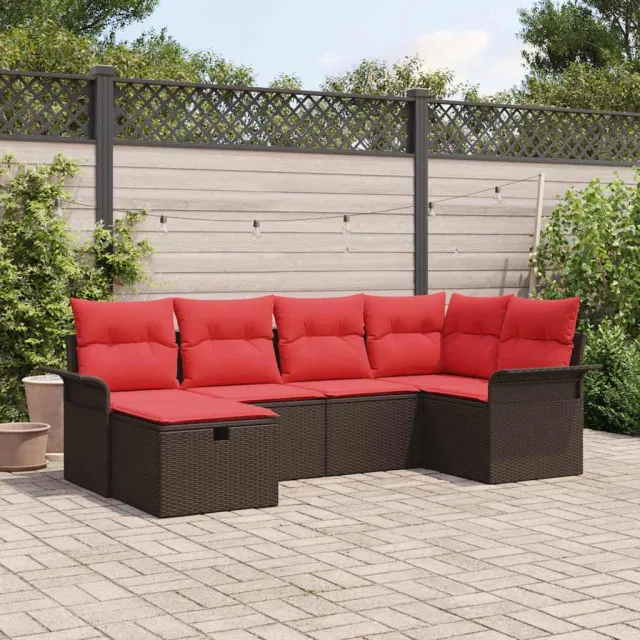 vidaXL Tuin Sofa Set 6 st Poly riet Bruin