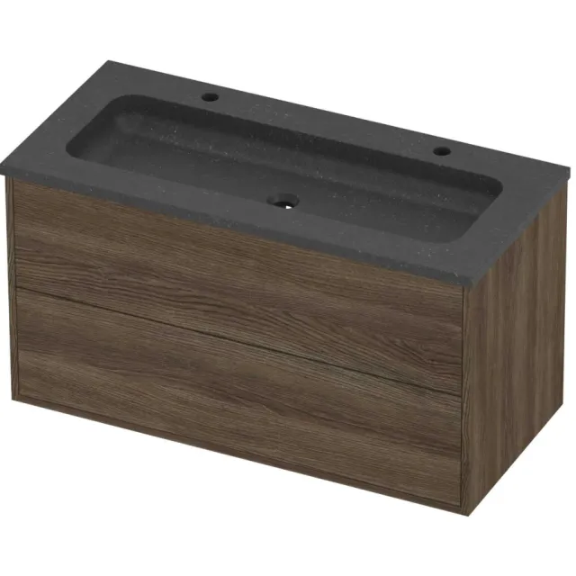 Proline Rollo Badmeubelset Hardsteen Elegant 2 Gaten 100x46x54 cm Blue Stone Vital Oak Eiken