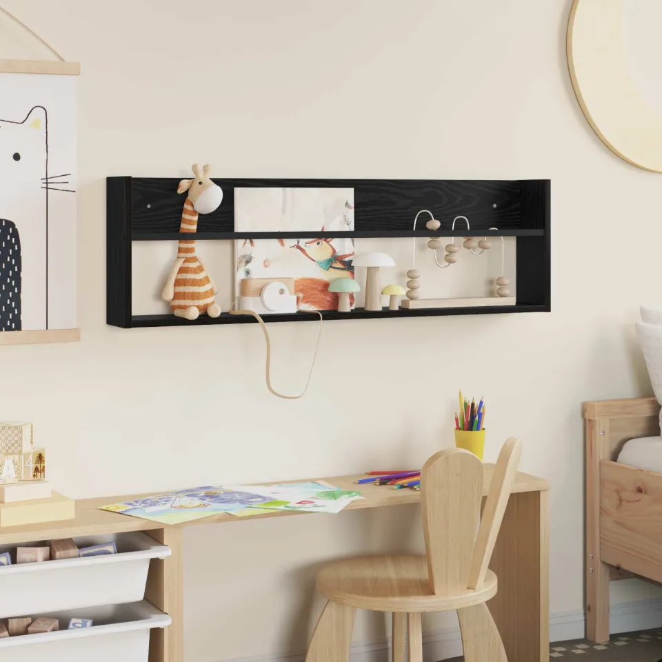vidaXL Tijdschrift Rek Zwart Eiken 100 x 12 x 30 cm Bewerkt hout, foto 4