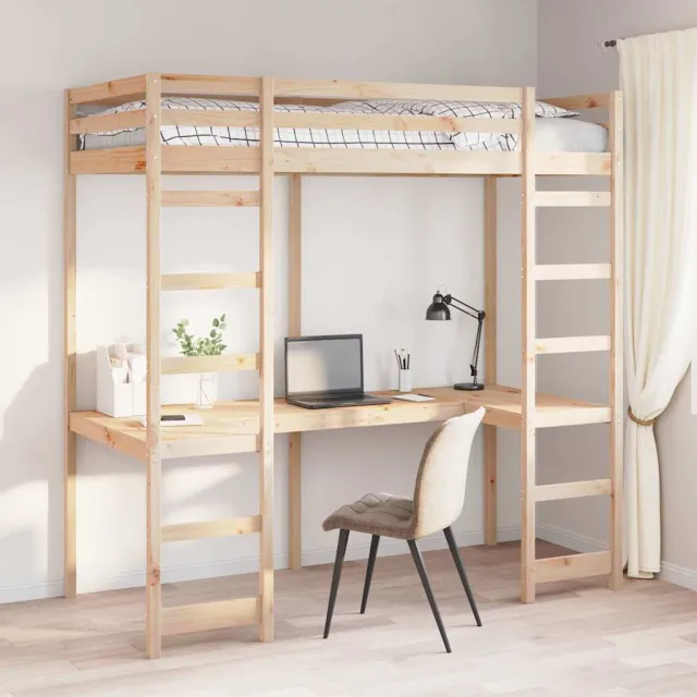 vidaXL Hoogslaper bedframe Naturel 80 x 200 cm Massief grenenhout Bruin