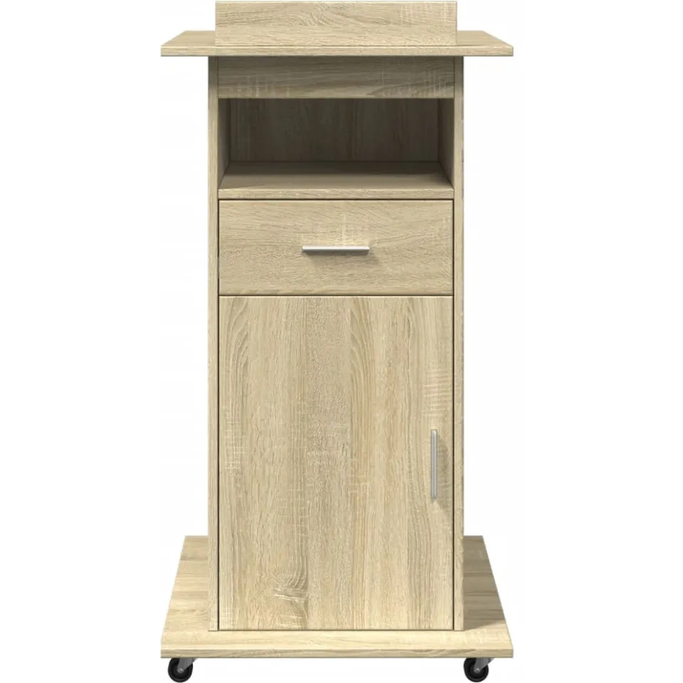 vidaXL Lessenaar met wielen en lade 55x55x107 cm hout sonoma eiken, foto 4