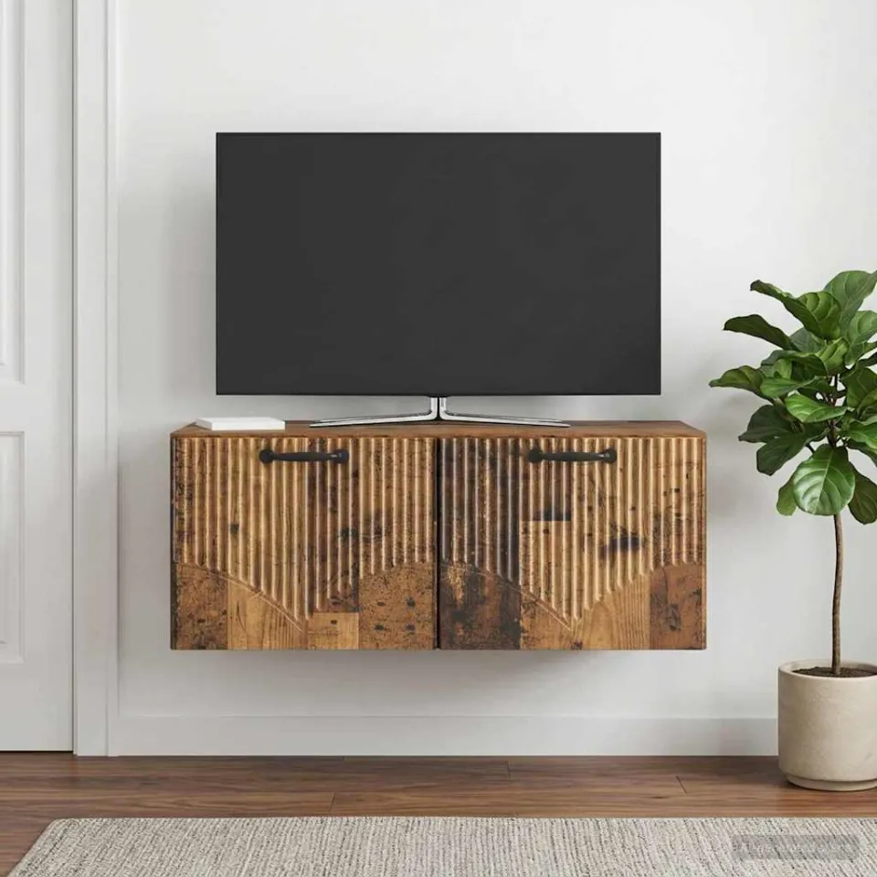 vidaXL Wandbeugel TV-kast Oud hout 78,5 x 41 x 30 cm Bewerkt hout bruin, foto 4
