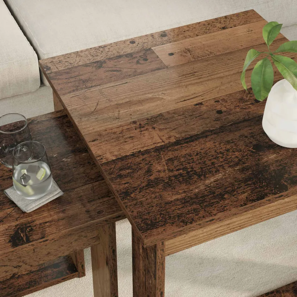 vidaXL Koffietafel Set 2 st Oudhout 50 x 52 x 42 cm Bewerkt hout bruin, foto 4