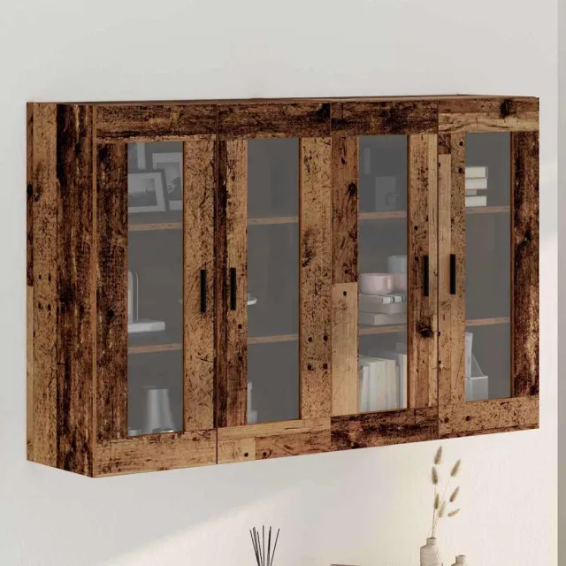 vidaXL Wandgemonteerde Kasten 2 st Oud hout 69,5 x 34 x 90 cm Bruin