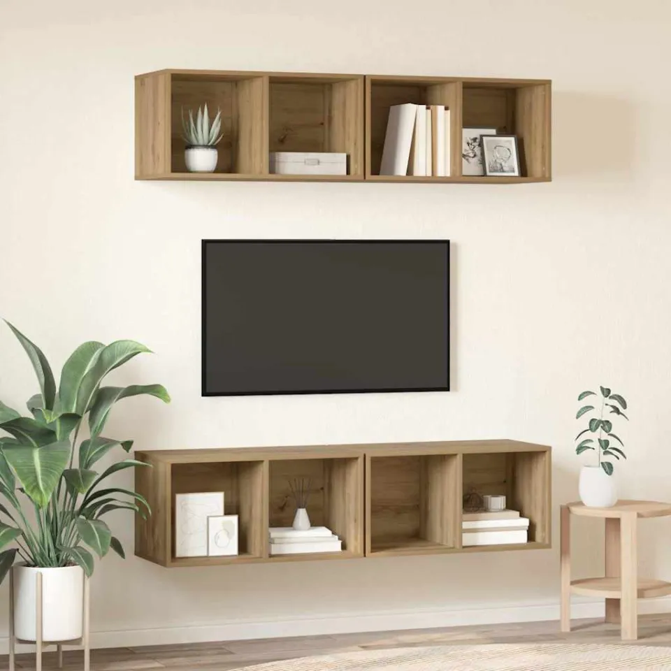 vidaXL Tv-meubelset 4 st 37 x 37 x 72 cm Artisan Eiken, foto 4
