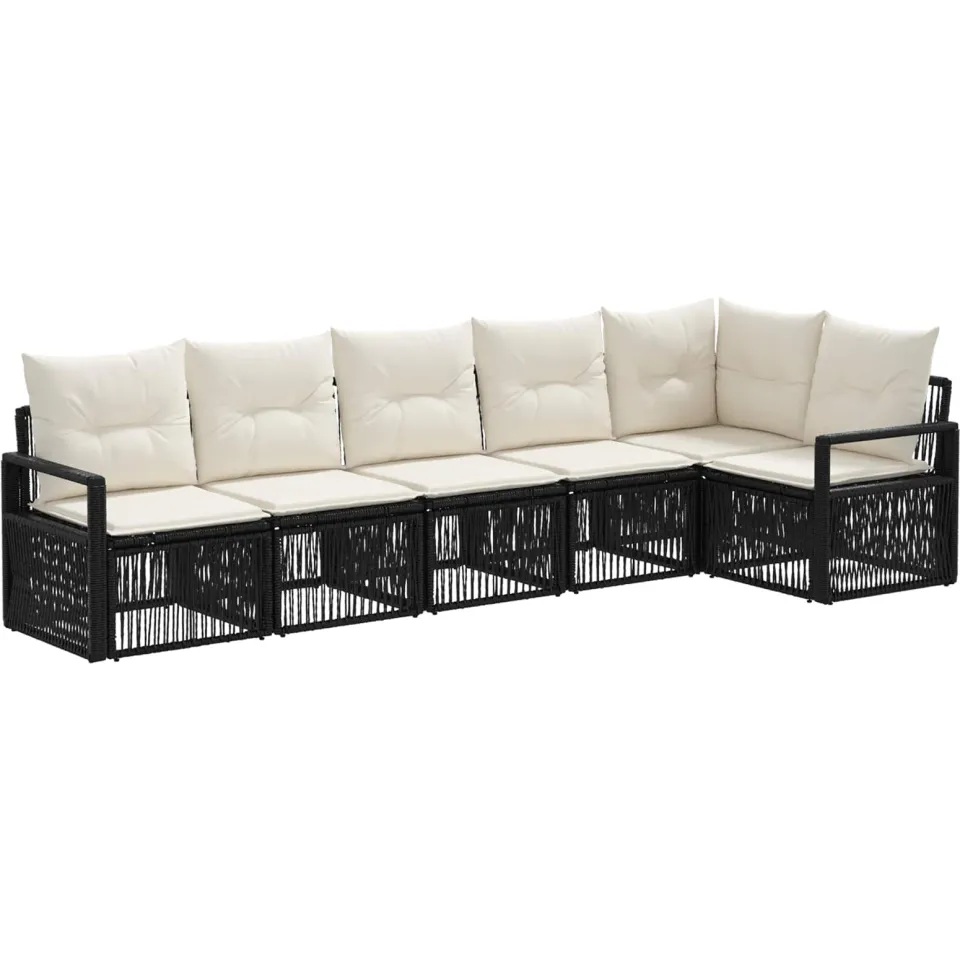 vidaXL Tuinbankenset 6 st 6-zits Zwart poly rattan, foto 3
