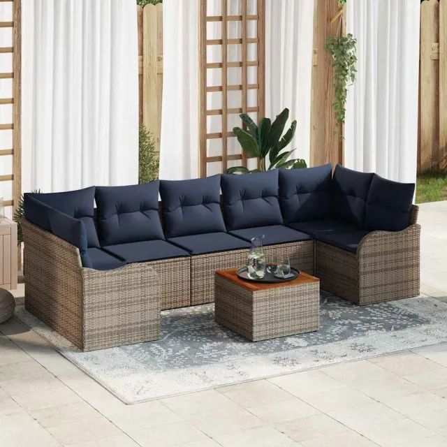 vidaXL Tuinbankenset 8 st Grijs poly rattan, foto 2