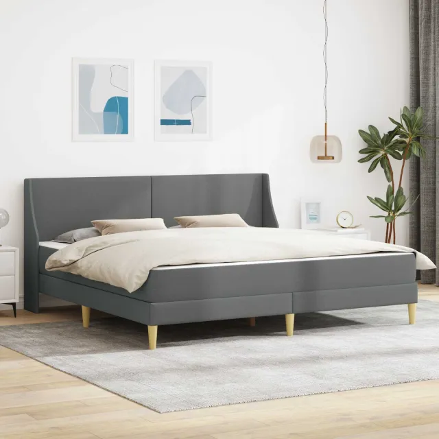 vidaXL Bedframe met matras Donkergrijs 180 x 200 cm Stof