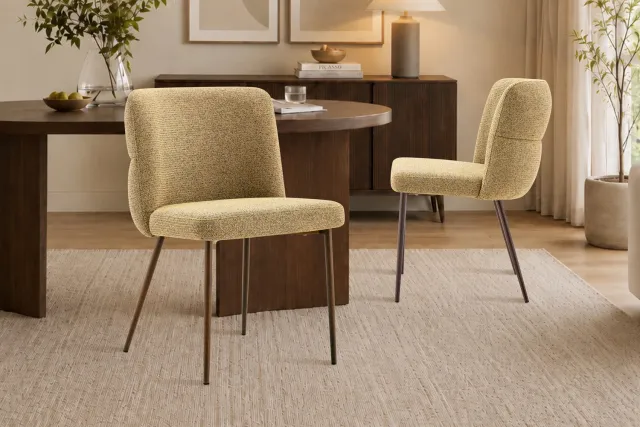 ALIX Stoelen/Eetkamerstoel 'Alix' in stof Geel kleur - H 82cm x B 51 x D 61 cm - Rousseau - Per stuk