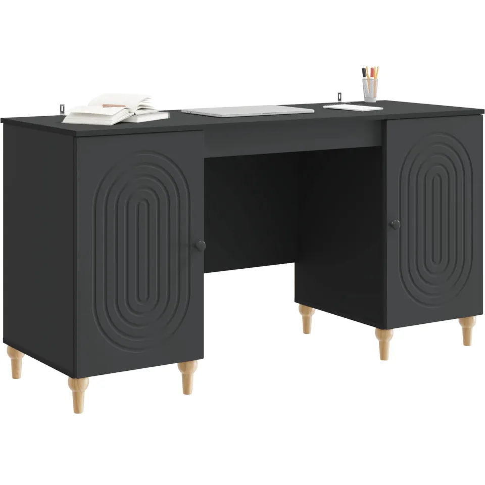 vidaXL Bureau Zwart 142,5 x 50 x 75 cm Bewerkt hout