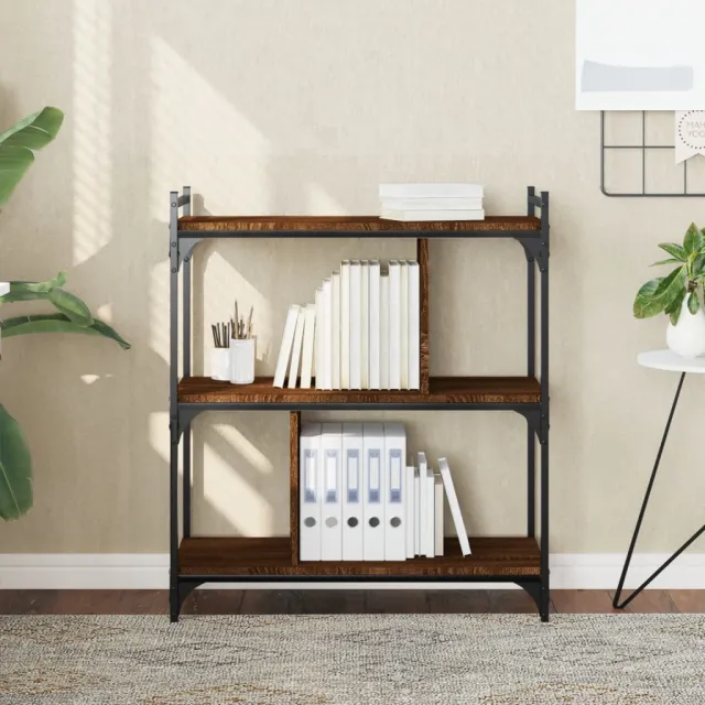 vidaXL Boekenkast 3-laags 76x32x88 cm bewerkt hout bruin eikenkleur, foto 2