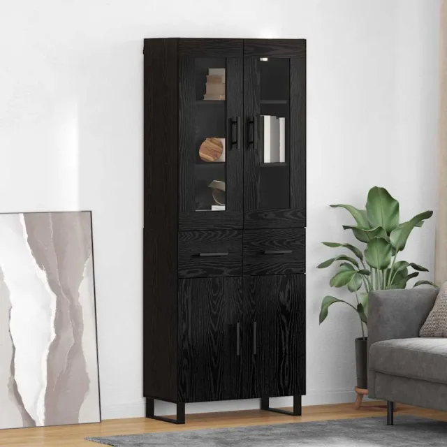 vidaXL Hoge kast 2 st Zwart Eiken 69,5 x 34 x 180 cm Bewerkt hout, foto 2