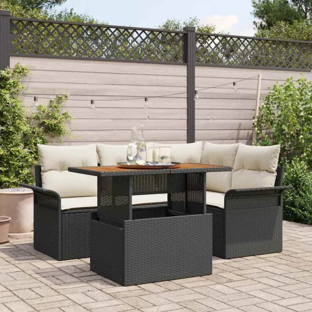 vidaXL Tuin Sofa Set 5 st Zwart Poly riet, foto 2