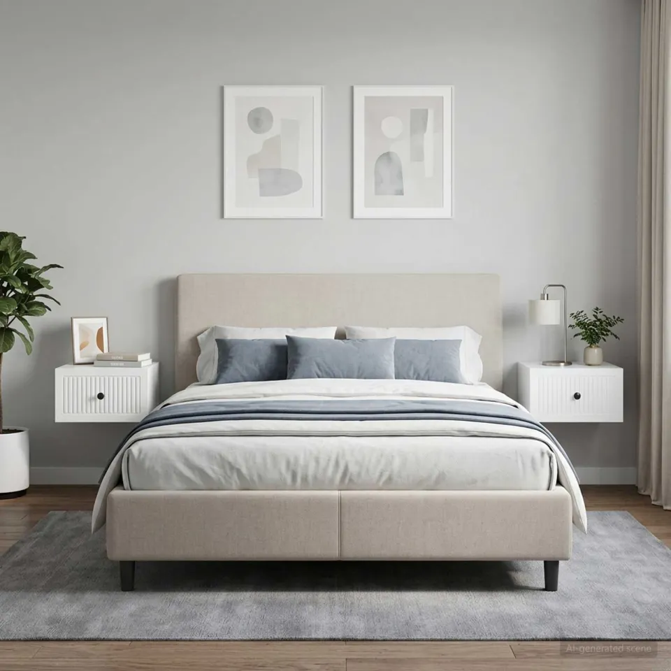 vidaXL Wandbeugel Bedkast 2 st Hoogglans Wit 33 x 34,5 x 20 cm, foto 4