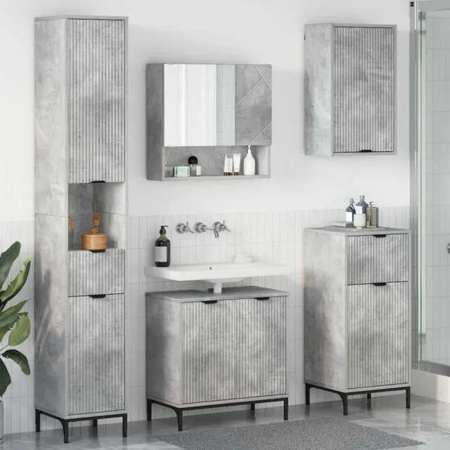 vidaXL Badkamermeubelset met lade Beton Grijs Engineered hout, Metaal, foto 2