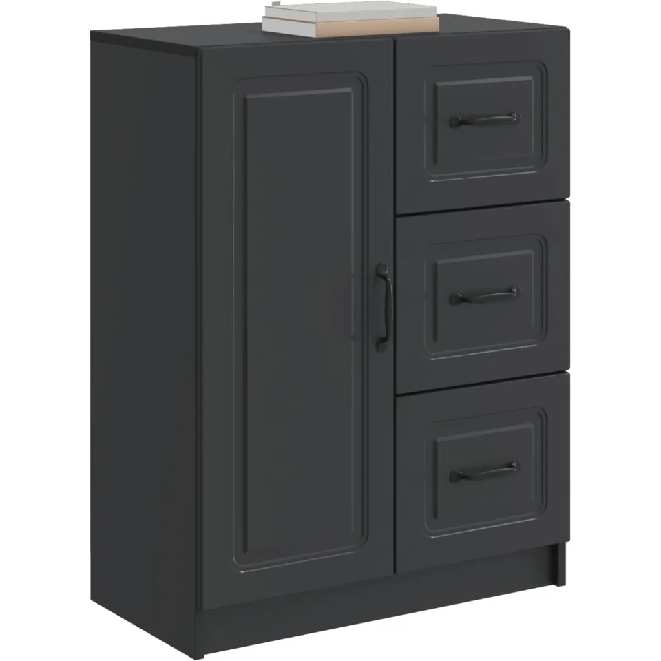 vidaXL Dressoir met lade Zwart 66 x 34,5 x 87 cm Bewerkt hout