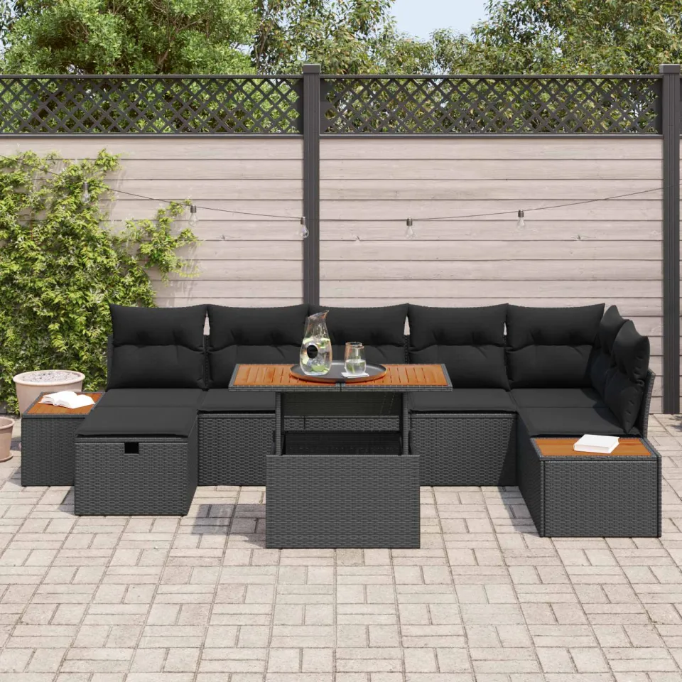 vidaXL Tuin Sofa Set 8 st Zwart poly rattan, foto 3