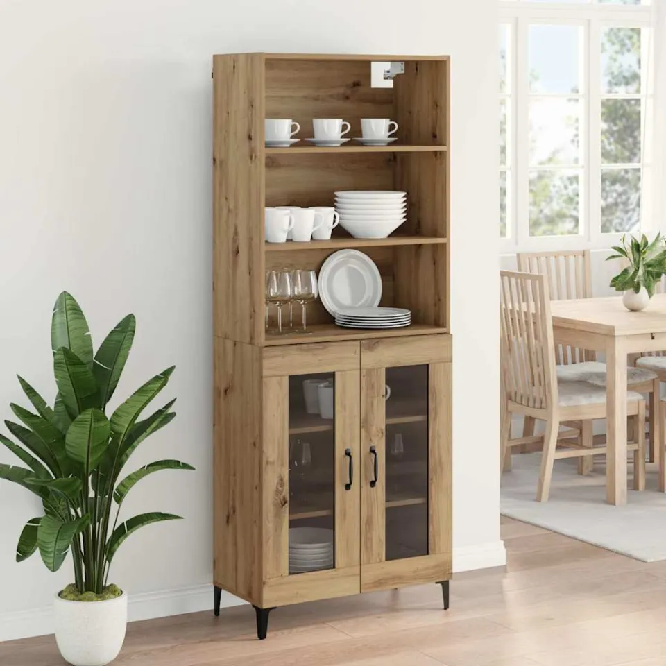 vidaXL Hoge kast Artisan Eiken 69,5 x 34 x 180 cm Bewerkt hout, foto 4