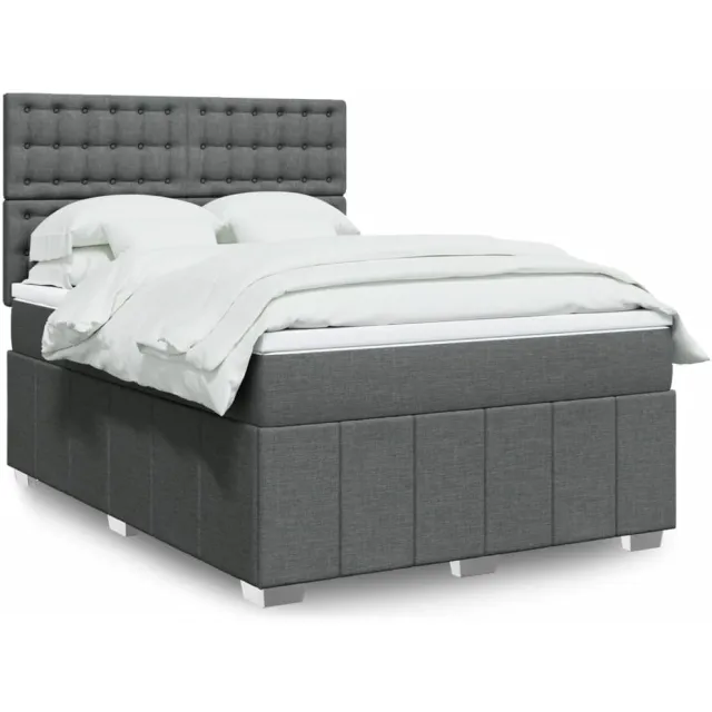 vidaXL Boxspring met matras stof donkergrijs 140x190 cm grijs