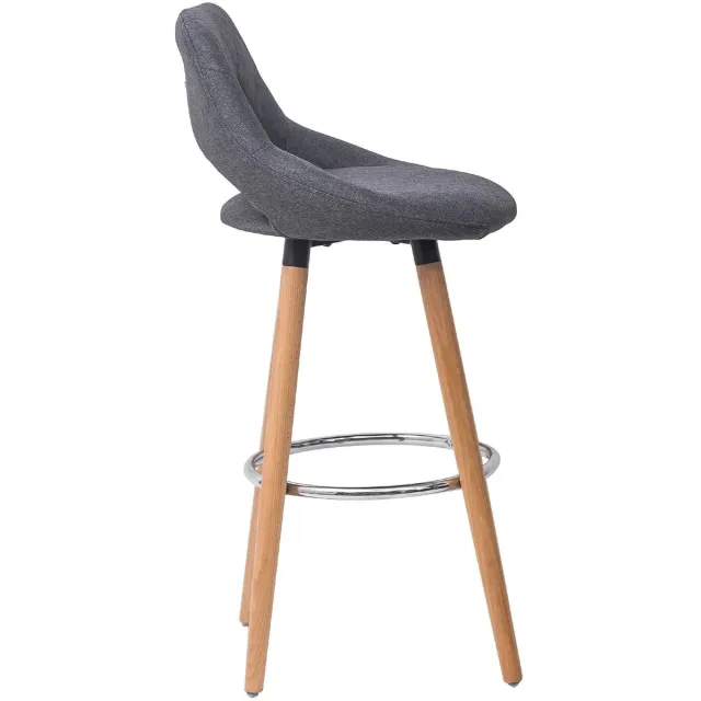 Klarven Barkruk Linnen donkergrijs - Barkrukken Set van 2 - Barkrukken met Rugleuning - Bar Stool - Stevig houten frame, eenvoudig schoon te maken - Ergonomisch zitcomfort - B43xd43cm zithoogte 68cm
