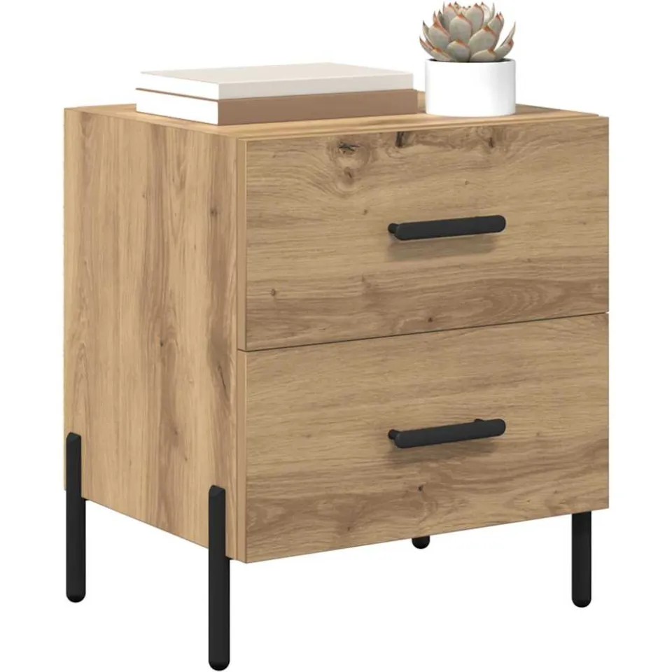 vidaXL Nachtkastje 2 st Artisan Eiken 40 x 35 x 47,5 cm Bewerkt hout Bruin