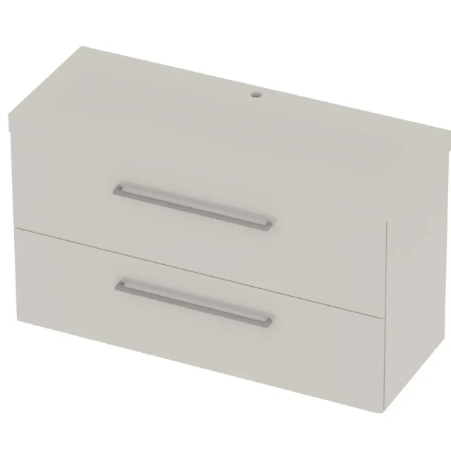 Basic-Line Moby 46 Badmeubelset Polystone 1 Kraangat Voor Grepen 120x46x66 cm Ice White Mat Wit