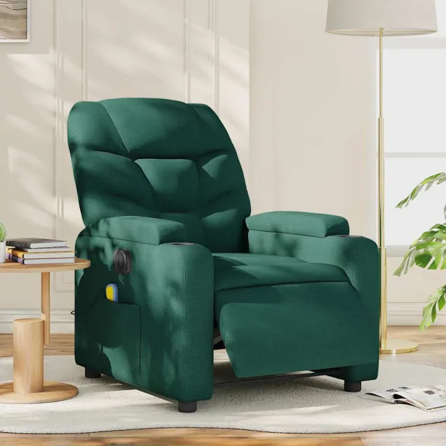 vidaXL Massagestoel elektrisch verstelbaar stof donkergroen