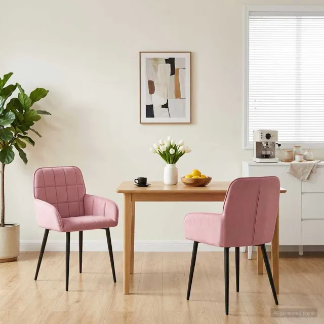 vidaXL Eettafelstoelen 2 st fluweel Roze 56.5 x 50 x 85 cm, foto 2