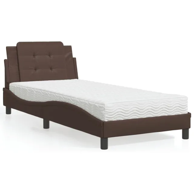vidaXL Bed met matras Zadar kunstleer bruin 80x200 cm