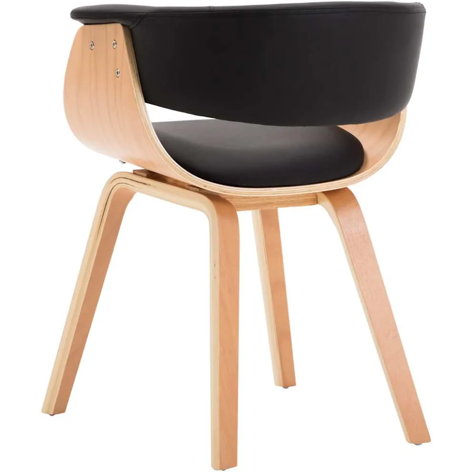 vidaXL Eetkamerstoel gebogen hout en kunstleer zwart, foto 3