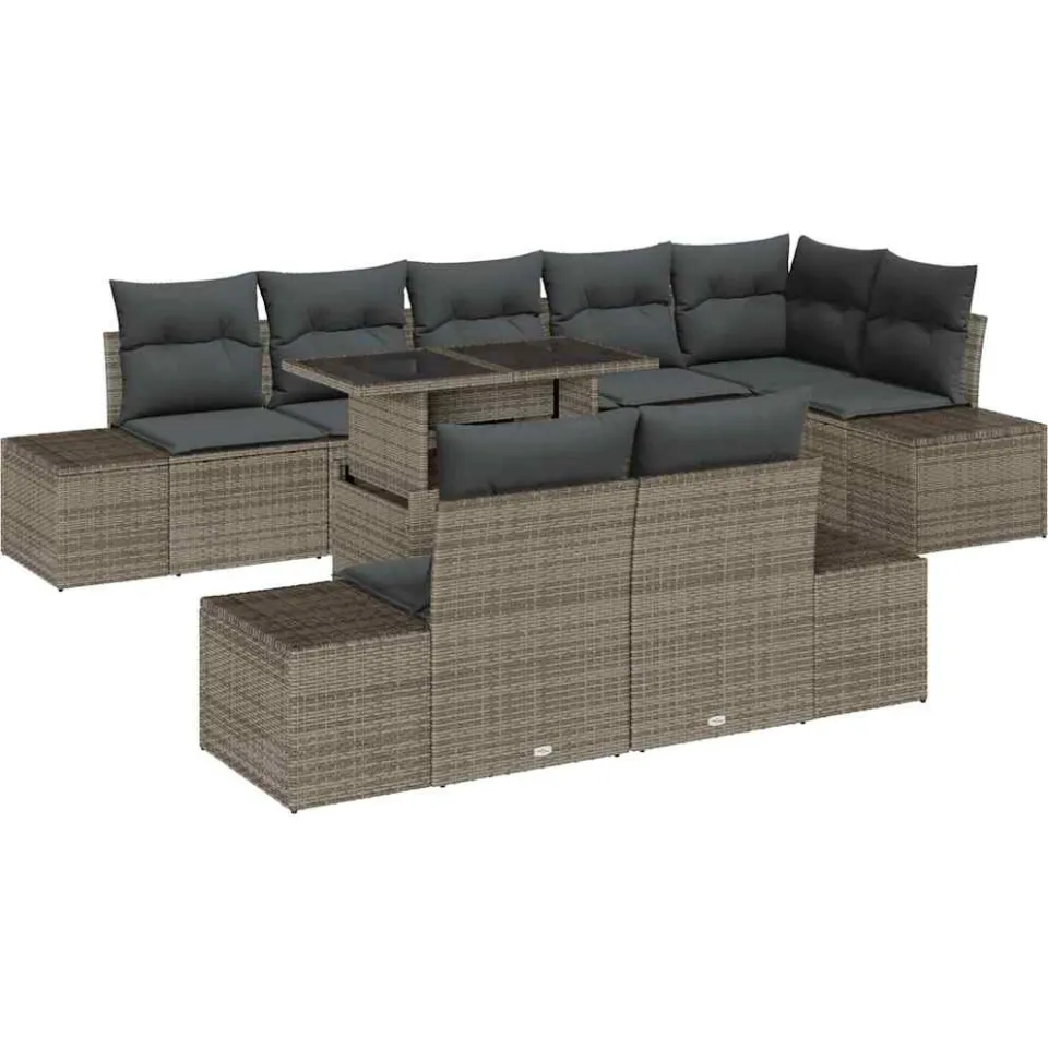 vidaXL Tuin Sofa Set 9 st Grijs poly rattan