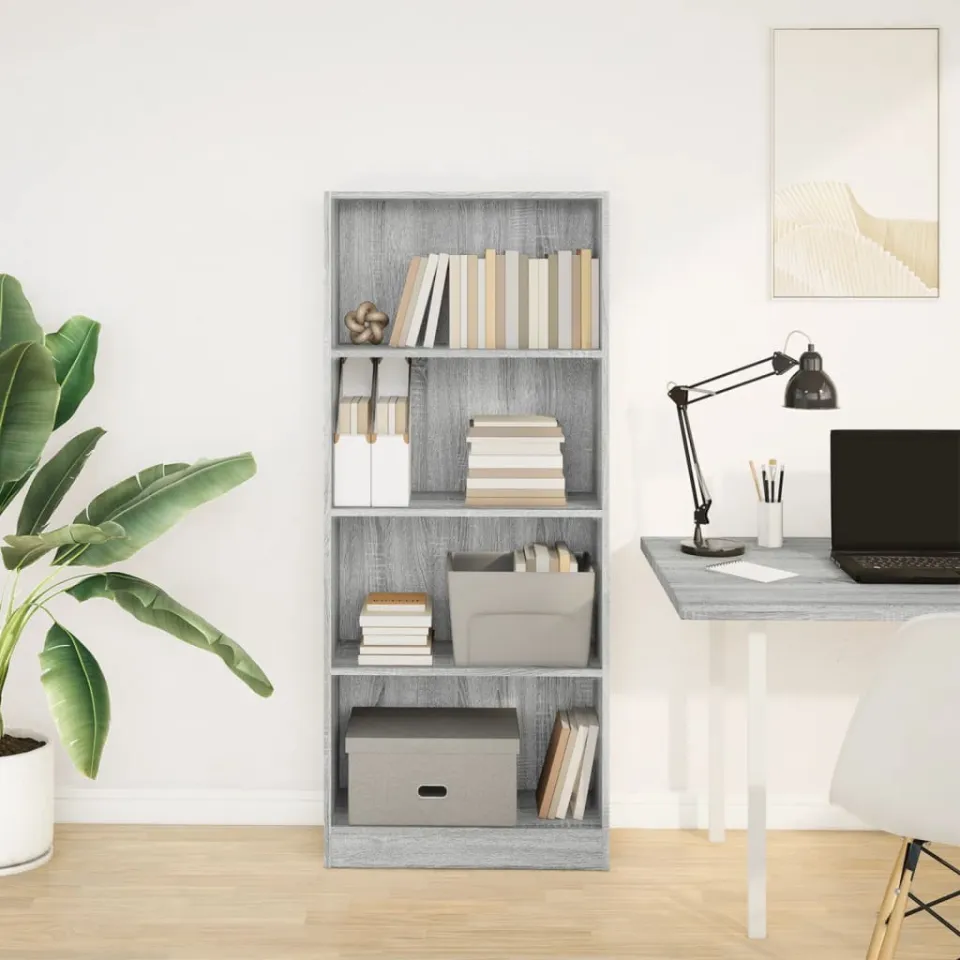 vidaXL Boekenkast 60x24x143 cm bewerkt hout grijs sonoma eikenkleurig, foto 2