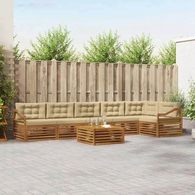vidaXL Buiten bankenset 7 st 6-zits Natuurlijk en Beige