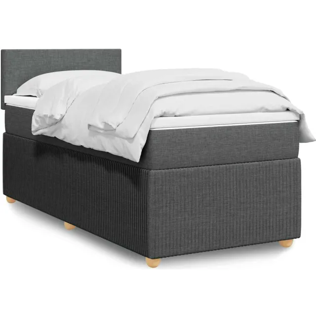 vidaXL Boxspring met matras stof donkergrijs 100x200 cm grijs
