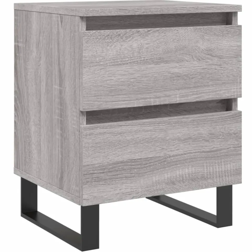 vidaXL Nachtkastje 40x35x50 cm bewerkt hout grijs sonoma eikenkleurig, foto 3