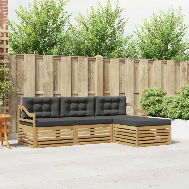 vidaXL Buiten bankenset 4 st 4-zits Wit en antracietkleurig Polyester