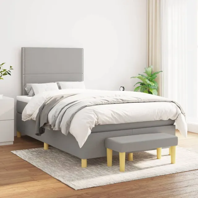 vidaXL Boxspring met matras stof lichtgrijs 120x200 cm grijs