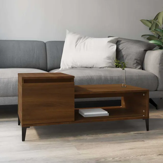 vidaXL Salontafel 100x50x45 cm bewerkt hout bruineiken, foto 2
