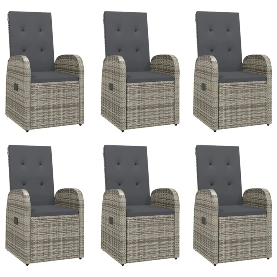 vidaXL 7-delige Tuinset met kussens poly rattan grijs, foto 3