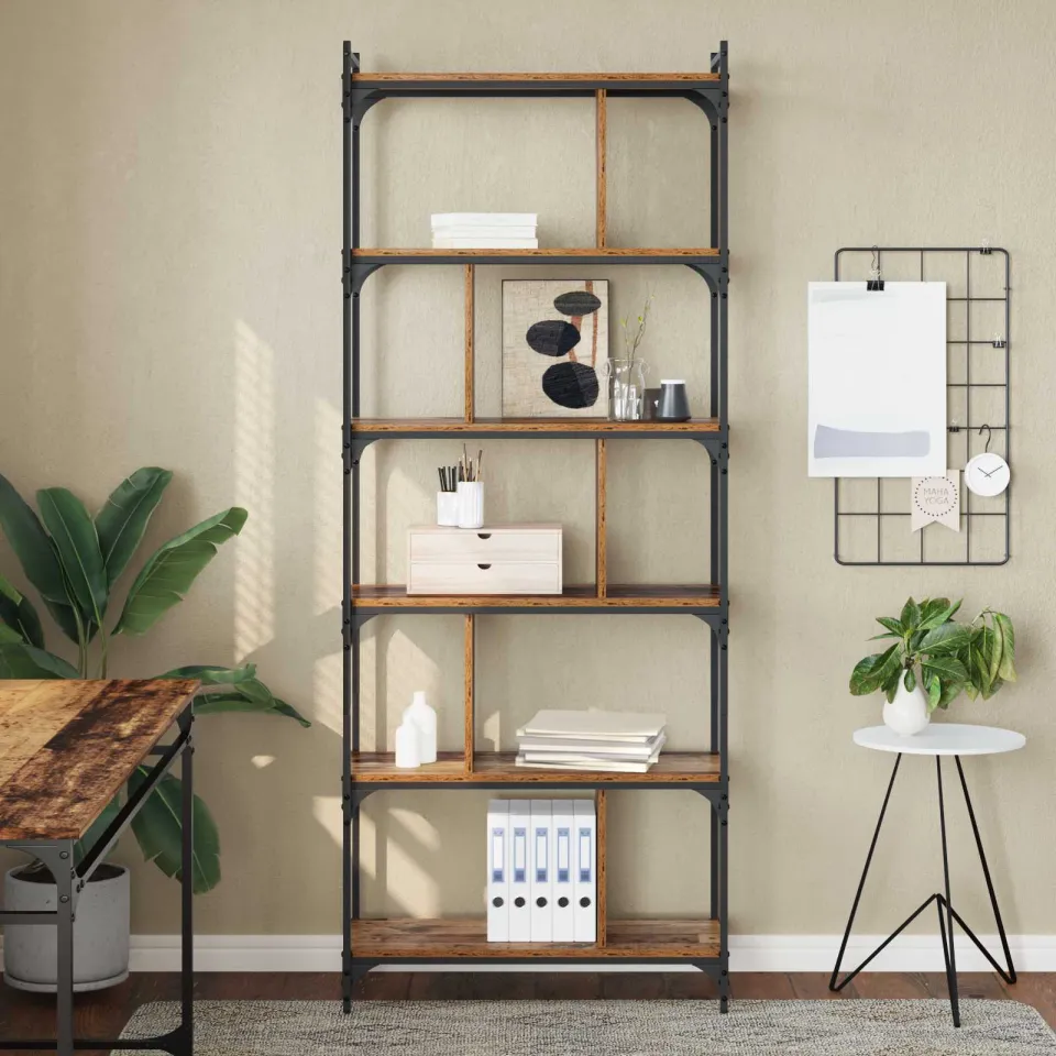 vidaXL Boekenkast 5-laags 76 x 32 x 192 cm Bewerkt hout Oud hout bruin, foto 3
