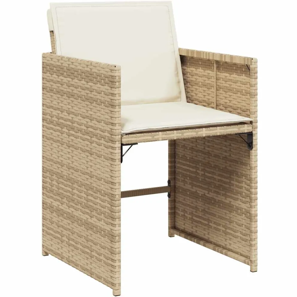 vidaXL 11-delige Tuinset met kussens poly rattan beige