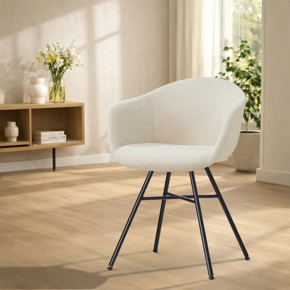 Nolon Noa-Otis eetkamerstoel cottonbeige - zwart onderstel, foto 2