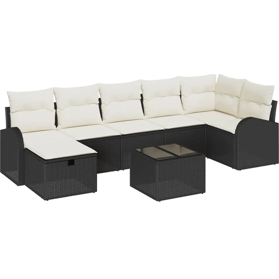 vidaXL Tuin Sofa Set 8 st Zwart poly rattan