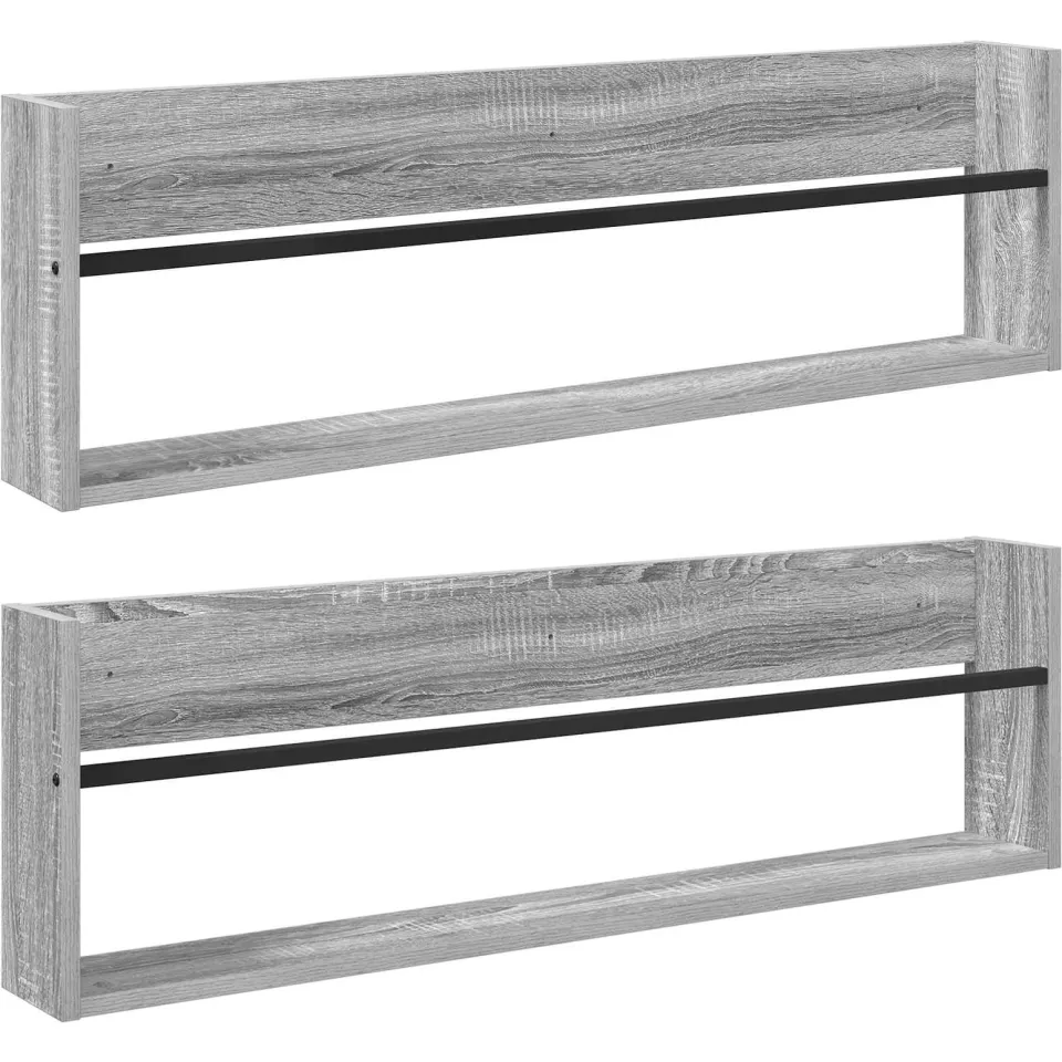 vidaXL Tijdschrift Rek 2 st Grijs Sonoma 100 x 12 x 30 cm Bewerkt hout, foto 3