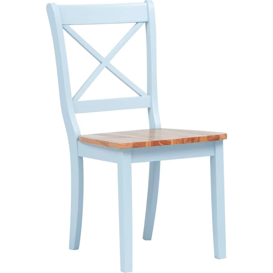 vidaXL Eetkamerstoelen 4 st massief rubberwood grijs en naturel, foto 2
