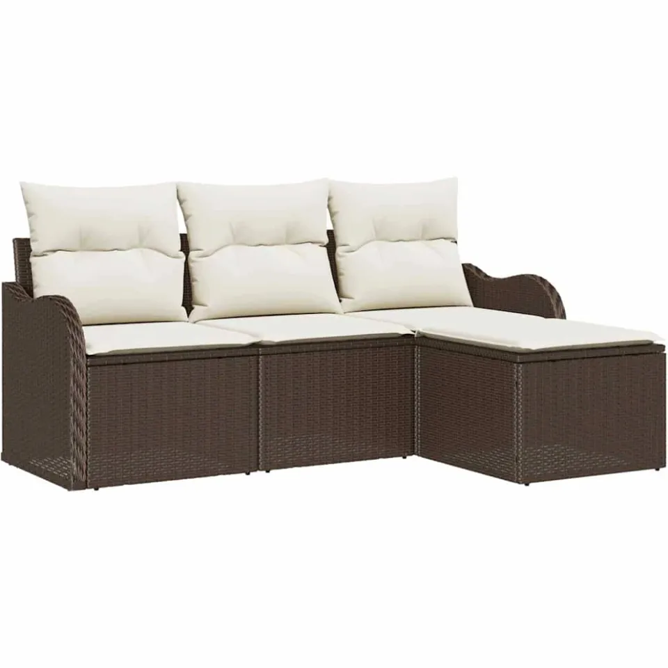 vidaXL Tuin Sofa Set 4 st Bruin poly rattan