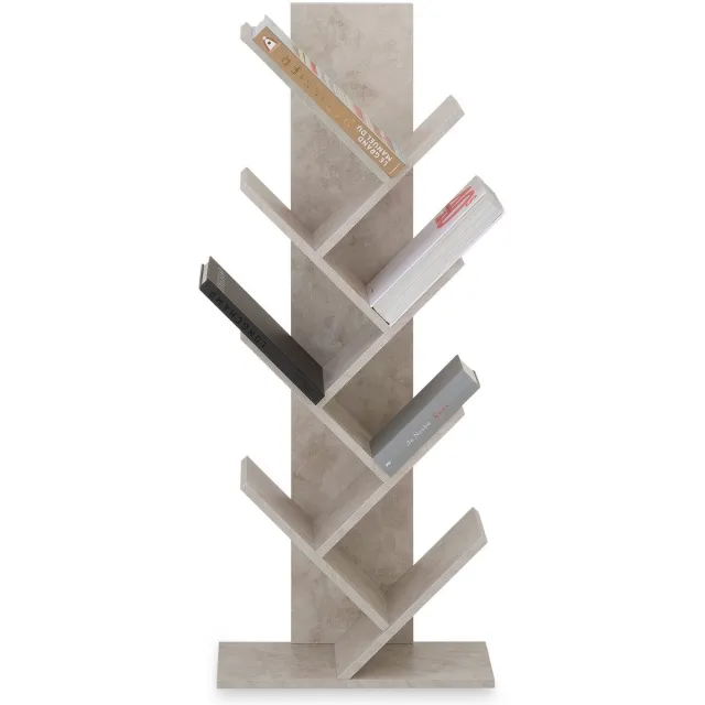 IDIMEX Vrijstaande boekenkast JULES met 7 planken – betonlook grijs