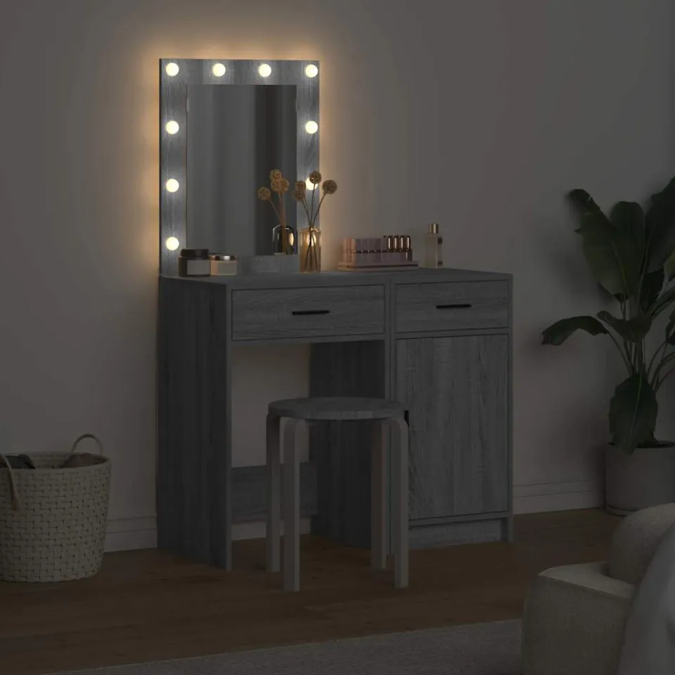 vidaXL Plafondtafel 2 st Grijs 50 x 41 x 135 cm Bewerkt hout, foto 3